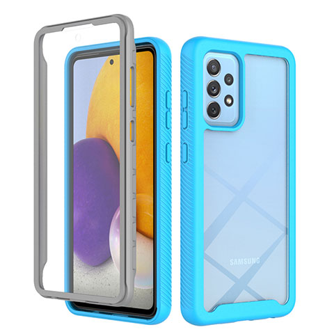 Custodia Silicone Trasparente Laterale 360 Gradi Cover ZJ3 per Samsung Galaxy A72 5G Cielo Blu