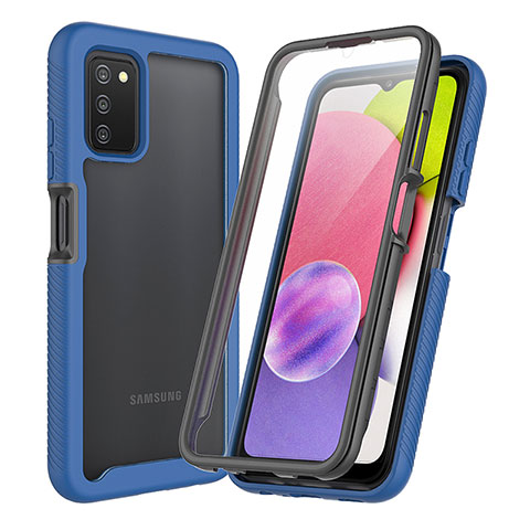 Custodia Silicone Trasparente Laterale 360 Gradi Cover ZJ3 per Samsung Galaxy F02S SM-E025F Blu