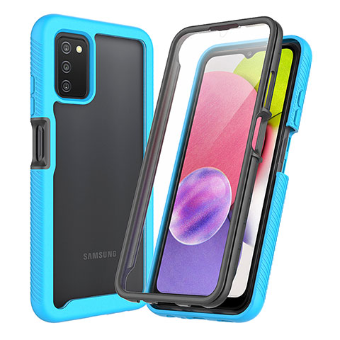 Custodia Silicone Trasparente Laterale 360 Gradi Cover ZJ3 per Samsung Galaxy F02S SM-E025F Cielo Blu