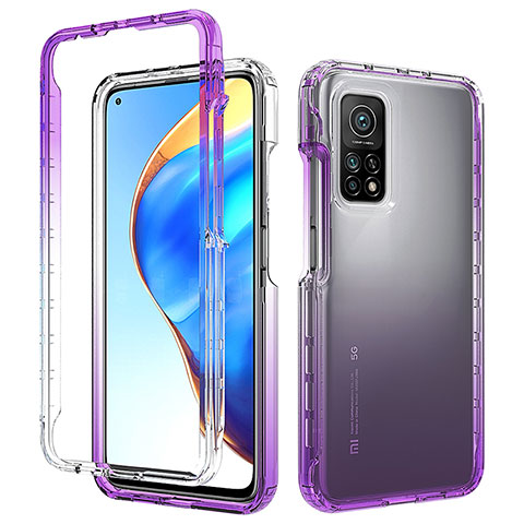 Custodia Silicone Trasparente Laterale 360 Gradi Cover ZJ3 per Xiaomi Mi 10T Pro 5G Viola