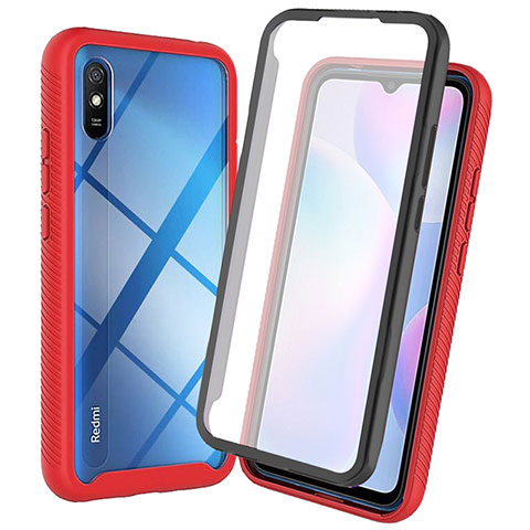 Custodia Silicone Trasparente Laterale 360 Gradi Cover ZJ3 per Xiaomi Redmi 9A Rosso