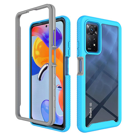 Custodia Silicone Trasparente Laterale 360 Gradi Cover ZJ3 per Xiaomi Redmi Note 11 Pro 4G Cielo Blu