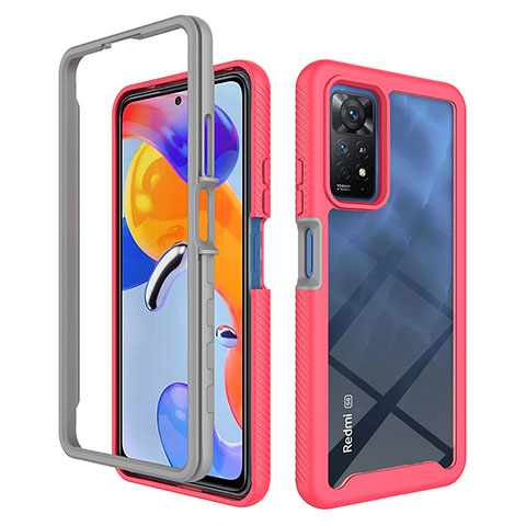 Custodia Silicone Trasparente Laterale 360 Gradi Cover ZJ3 per Xiaomi Redmi Note 11 Pro 4G Rosa Caldo