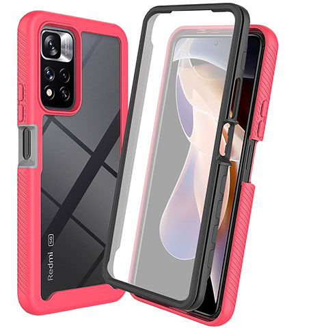 Custodia Silicone Trasparente Laterale 360 Gradi Cover ZJ3 per Xiaomi Redmi Note 11 Pro+ Plus 5G Rosa Caldo