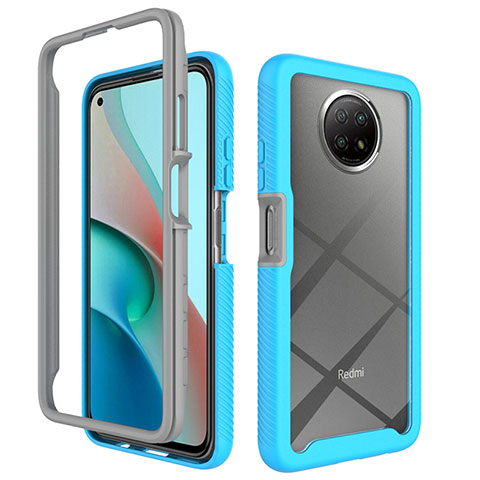 Custodia Silicone Trasparente Laterale 360 Gradi Cover ZJ3 per Xiaomi Redmi Note 9 5G Cielo Blu