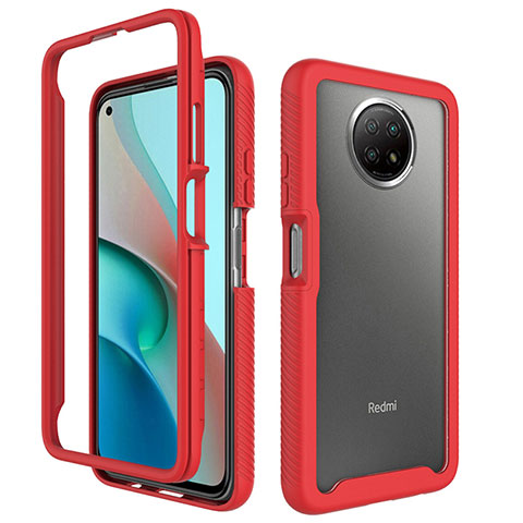 Custodia Silicone Trasparente Laterale 360 Gradi Cover ZJ3 per Xiaomi Redmi Note 9 5G Rosso