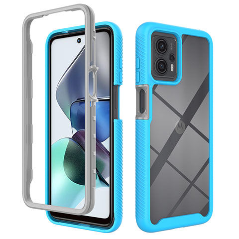 Custodia Silicone Trasparente Laterale 360 Gradi Cover ZJ4 per Motorola Moto G13 Cielo Blu