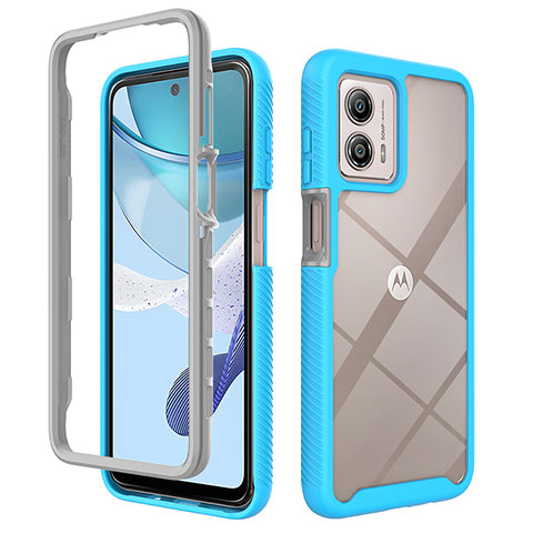 Custodia Silicone Trasparente Laterale 360 Gradi Cover ZJ4 per Motorola Moto G53j 5G Cielo Blu