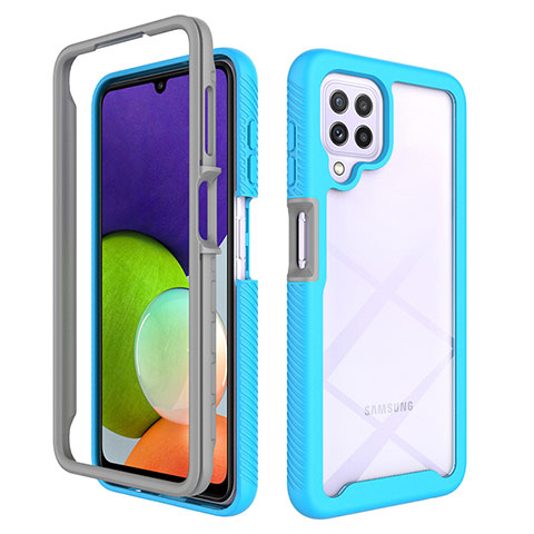 Custodia Silicone Trasparente Laterale 360 Gradi Cover ZJ4 per Samsung Galaxy A22 4G Cielo Blu