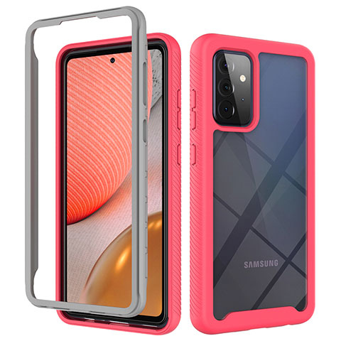 Custodia Silicone Trasparente Laterale 360 Gradi Cover ZJ4 per Samsung Galaxy A72 4G Rosa Caldo