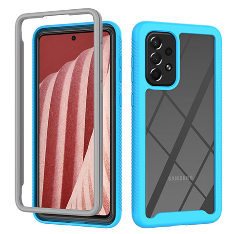 Custodia Silicone Trasparente Laterale 360 Gradi Cover ZJ4 per Samsung Galaxy A73 5G Cielo Blu