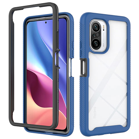 Custodia Silicone Trasparente Laterale 360 Gradi Cover ZJ4 per Xiaomi Poco F3 5G Blu