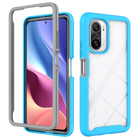 Custodia Silicone Trasparente Laterale 360 Gradi Cover ZJ4 per Xiaomi Poco F3 5G Cielo Blu