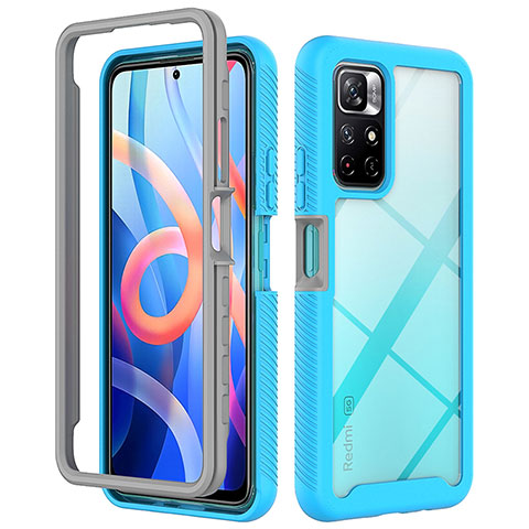 Custodia Silicone Trasparente Laterale 360 Gradi Cover ZJ4 per Xiaomi Poco M4 Pro 5G Cielo Blu