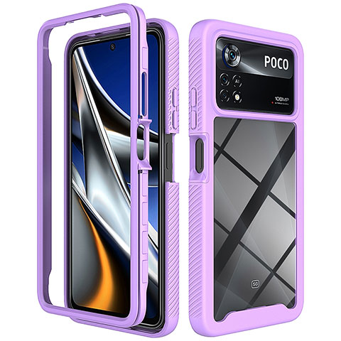 Custodia Silicone Trasparente Laterale 360 Gradi Cover ZJ4 per Xiaomi Poco X4 Pro 5G Lavanda