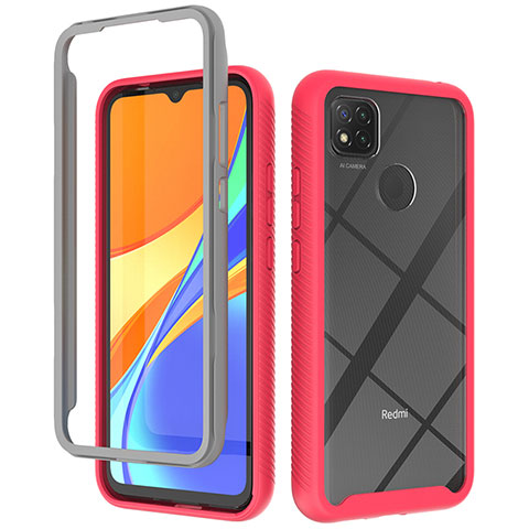 Custodia Silicone Trasparente Laterale 360 Gradi Cover ZJ4 per Xiaomi Redmi 9 Activ Rosa Caldo