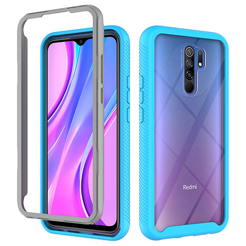 Custodia Silicone Trasparente Laterale 360 Gradi Cover ZJ4 per Xiaomi Redmi 9 Cielo Blu