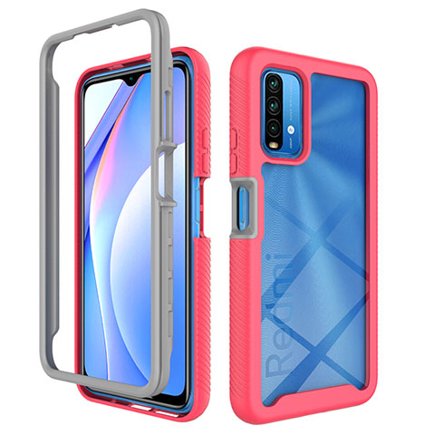 Custodia Silicone Trasparente Laterale 360 Gradi Cover ZJ4 per Xiaomi Redmi 9 Power Rosa Caldo