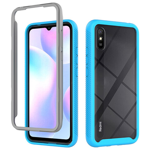 Custodia Silicone Trasparente Laterale 360 Gradi Cover ZJ4 per Xiaomi Redmi 9A Cielo Blu