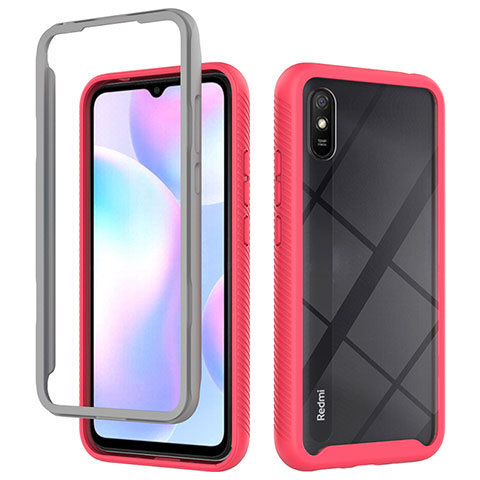 Custodia Silicone Trasparente Laterale 360 Gradi Cover ZJ4 per Xiaomi Redmi 9AT Rosso