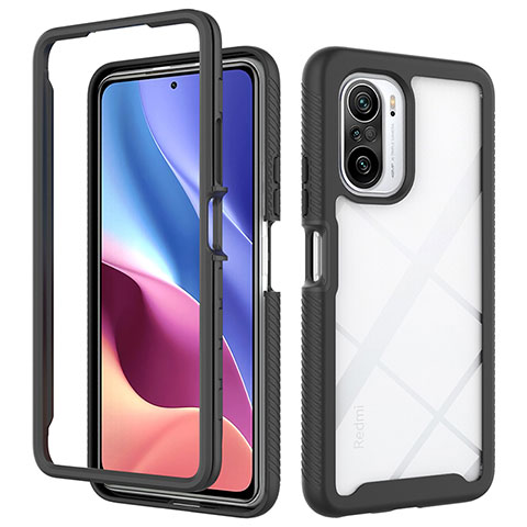 Custodia Silicone Trasparente Laterale 360 Gradi Cover ZJ4 per Xiaomi Redmi K40 Pro+ Plus 5G Nero