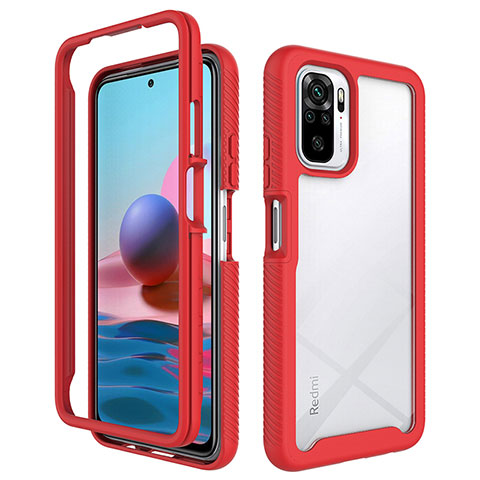 Custodia Silicone Trasparente Laterale 360 Gradi Cover ZJ4 per Xiaomi Redmi Note 10 4G Rosso