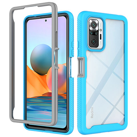 Custodia Silicone Trasparente Laterale 360 Gradi Cover ZJ4 per Xiaomi Redmi Note 10 Pro 4G Cielo Blu