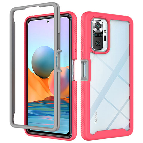 Custodia Silicone Trasparente Laterale 360 Gradi Cover ZJ4 per Xiaomi Redmi Note 10 Pro Max Rosa Caldo