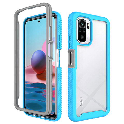 Custodia Silicone Trasparente Laterale 360 Gradi Cover ZJ4 per Xiaomi Redmi Note 10S 4G Cielo Blu