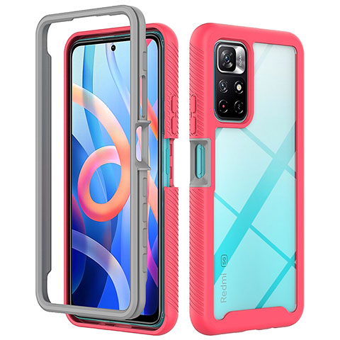 Custodia Silicone Trasparente Laterale 360 Gradi Cover ZJ4 per Xiaomi Redmi Note 11 5G Rosa Caldo