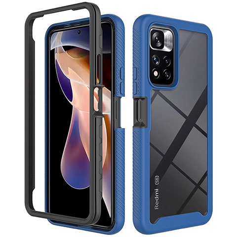 Custodia Silicone Trasparente Laterale 360 Gradi Cover ZJ4 per Xiaomi Redmi Note 11 Pro+ Plus 5G Blu