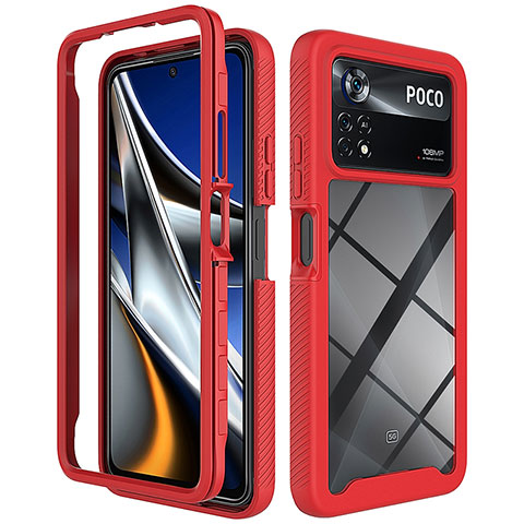 Custodia Silicone Trasparente Laterale 360 Gradi Cover ZJ4 per Xiaomi Redmi Note 11E Pro 5G Rosso