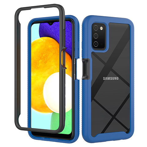 Custodia Silicone Trasparente Laterale 360 Gradi Cover ZJ5 per Samsung Galaxy A02s Blu