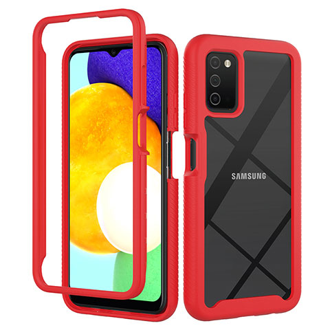 Custodia Silicone Trasparente Laterale 360 Gradi Cover ZJ5 per Samsung Galaxy A03s Rosso