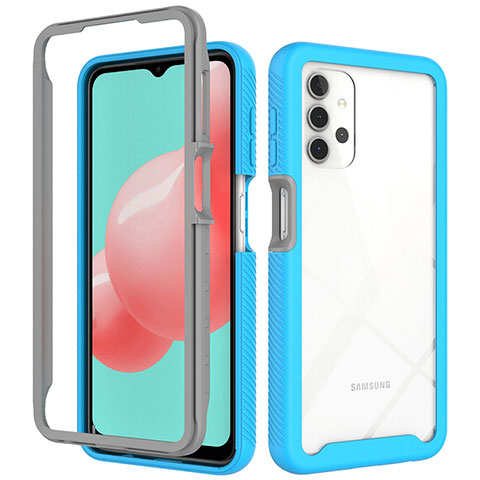 Custodia Silicone Trasparente Laterale 360 Gradi Cover ZJ6 per Samsung Galaxy A32 4G Cielo Blu