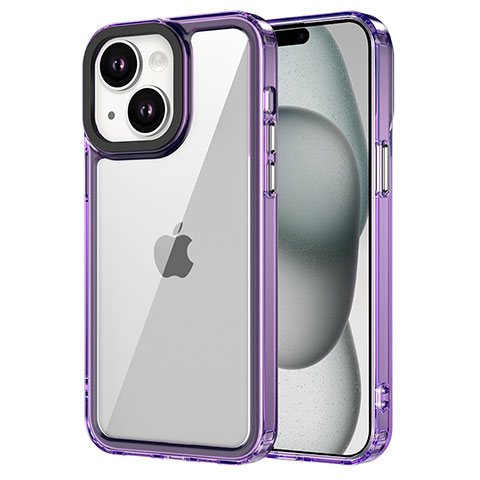 Custodia Silicone Trasparente Laterale Cover AC1 per Apple iPhone 15 Plus Lavanda