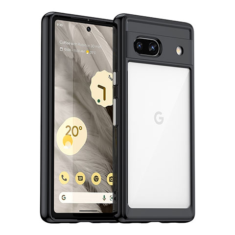 Custodia Silicone Trasparente Laterale Cover J01S per Google Pixel 7a 5G Nero