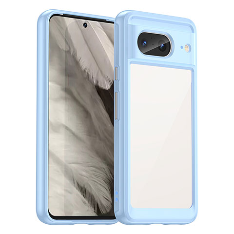 Custodia Silicone Trasparente Laterale Cover J01S per Google Pixel 8 5G Cielo Blu