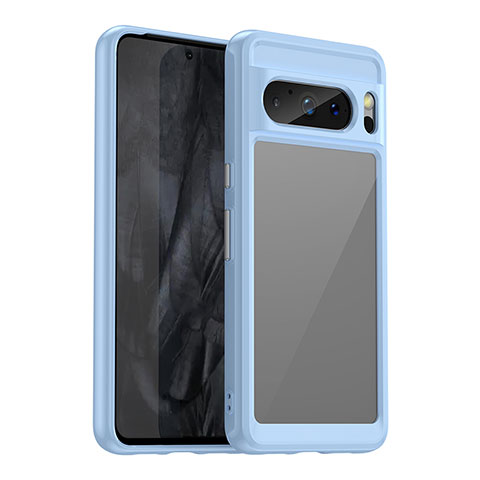 Custodia Silicone Trasparente Laterale Cover J01S per Google Pixel 8 Pro 5G Cielo Blu