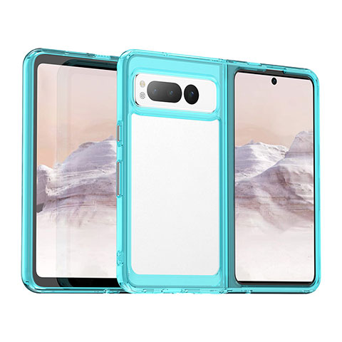 Custodia Silicone Trasparente Laterale Cover J01S per Google Pixel Fold 5G Blu