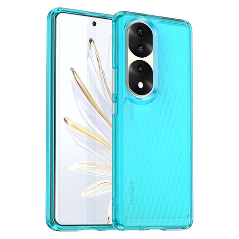 Custodia Silicone Trasparente Laterale Cover J01S per Huawei Honor 70 Pro 5G Blu