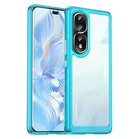 Custodia Silicone Trasparente Laterale Cover J01S per Huawei Honor 80 Pro Flat 5G Blu