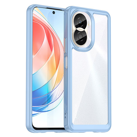 Custodia Silicone Trasparente Laterale Cover J01S per Huawei Honor X40i 5G Cielo Blu