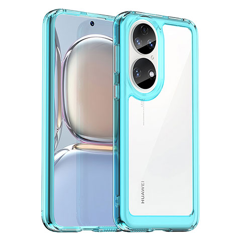 Custodia Silicone Trasparente Laterale Cover J01S per Huawei P50e Blu