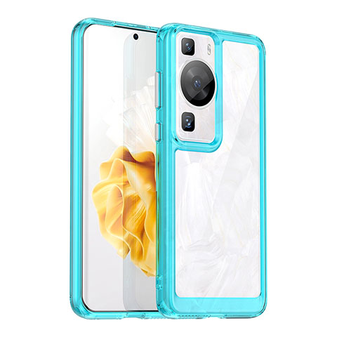 Custodia Silicone Trasparente Laterale Cover J01S per Huawei P60 Pro Blu