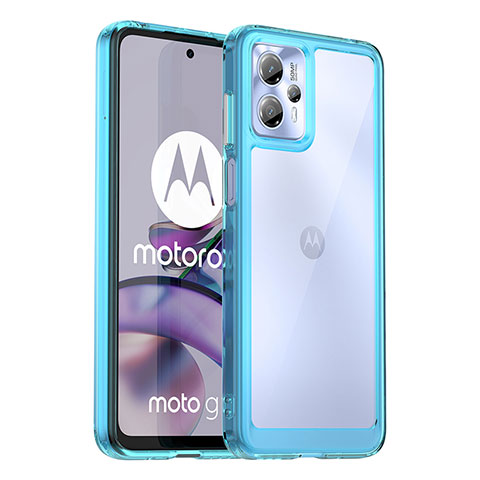 Custodia Silicone Trasparente Laterale Cover J01S per Motorola Moto G13 Blu