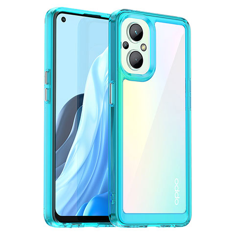 Custodia Silicone Trasparente Laterale Cover J01S per Oppo F21 Pro 5G Ciano