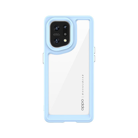 Custodia Silicone Trasparente Laterale Cover J01S per Oppo Find X5 Pro 5G Blu