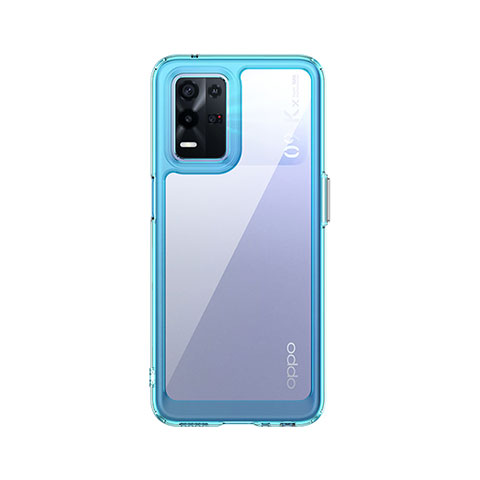 Custodia Silicone Trasparente Laterale Cover J01S per Oppo K9X 5G Ciano