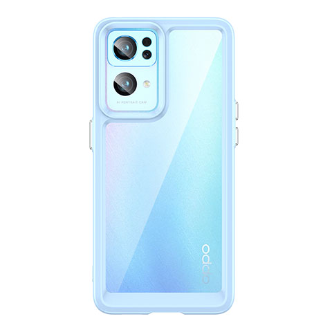 Custodia Silicone Trasparente Laterale Cover J01S per Oppo Reno7 Pro 5G Blu